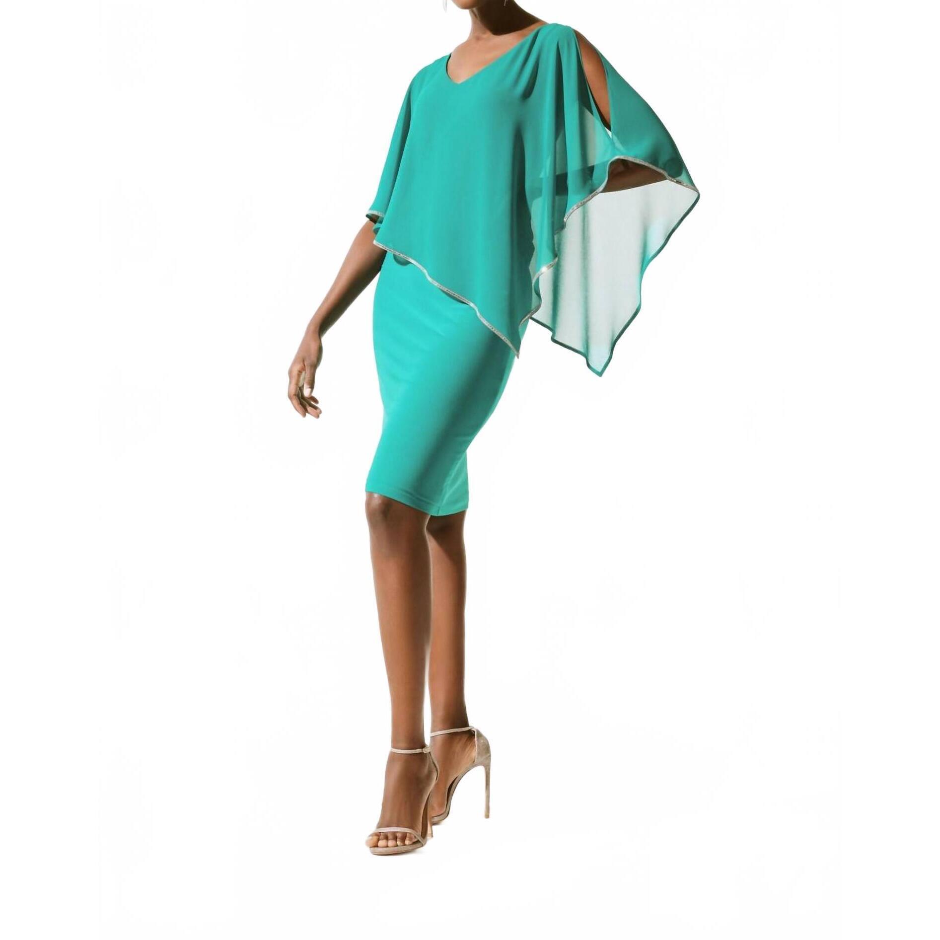 New Joseph Ribkoff Women's Embellished Chiffon Overlay Sheath Dress In Jade Ston